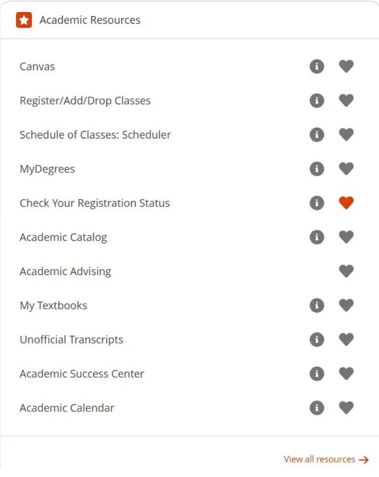 Screenshot of Academic Resources