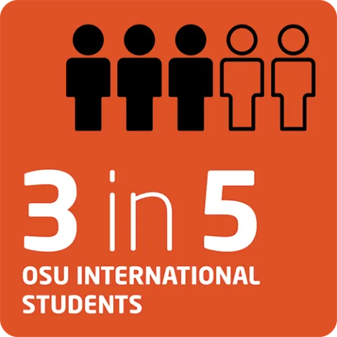 Infographic detailing the number of students at the bachelor's and master's level that have studied in an INTO OSU program