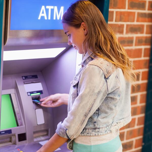 Female student at ATM 